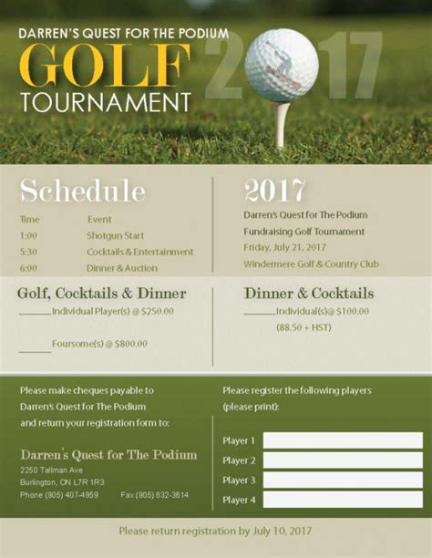 golf tournament registration using excel.
